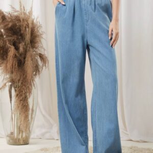 FashionPaglu Full Length Elasticated Waist High Rise Light Wash Jeans