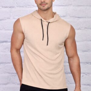 Medium Length Sleeveless Hooded Tshirt