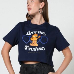 Drop Shoulder Garfield Chest Print Crew Tshirt