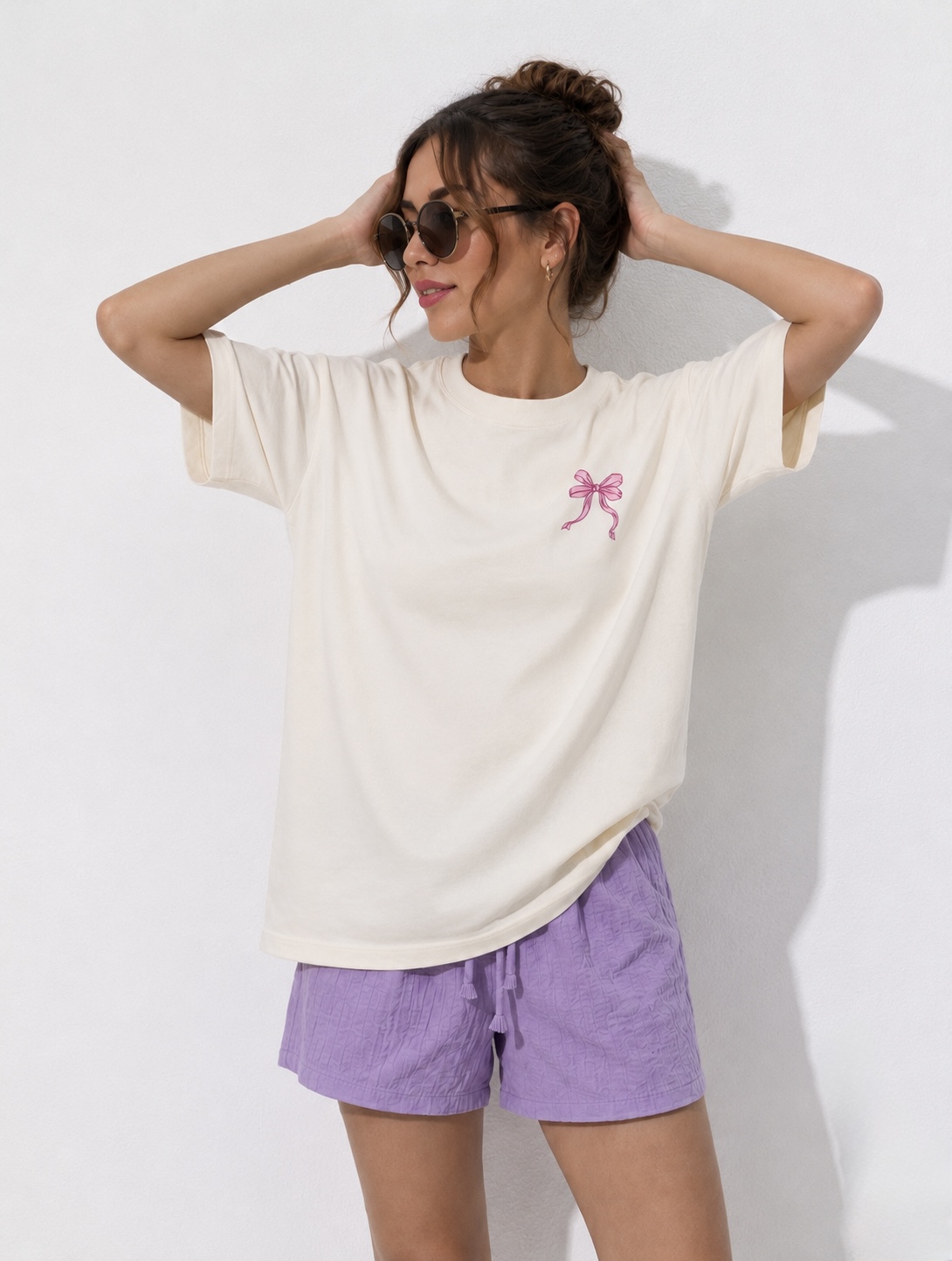 Bow & Faith Over Fear Oversized T-Shirt for Women - Image 2