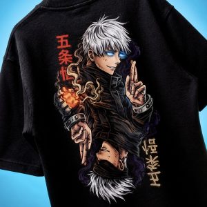 Gojo Anime Oversized T-Shirt for Men | Black Graphic Tee | FashionPaglu