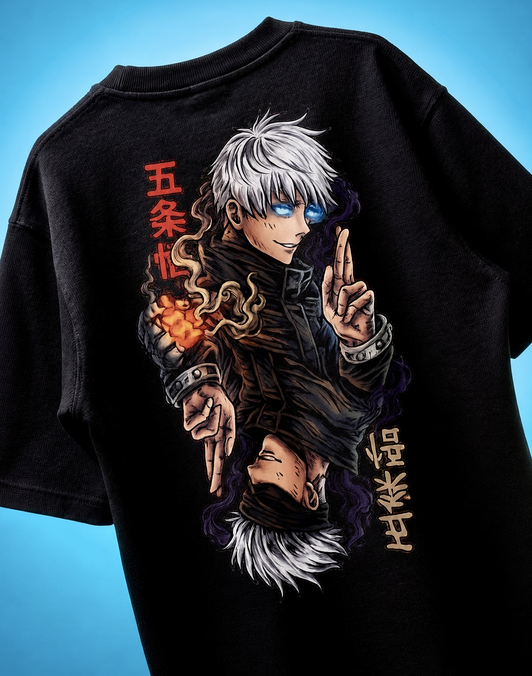 Gojo Anime Oversized T-Shirt for Men | Black Graphic Tee | FashionPaglu